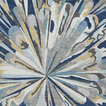 8' X 10' Navy Blue And Blue Abstract Washable Indoor Outdoor Area Rug HomeRoots