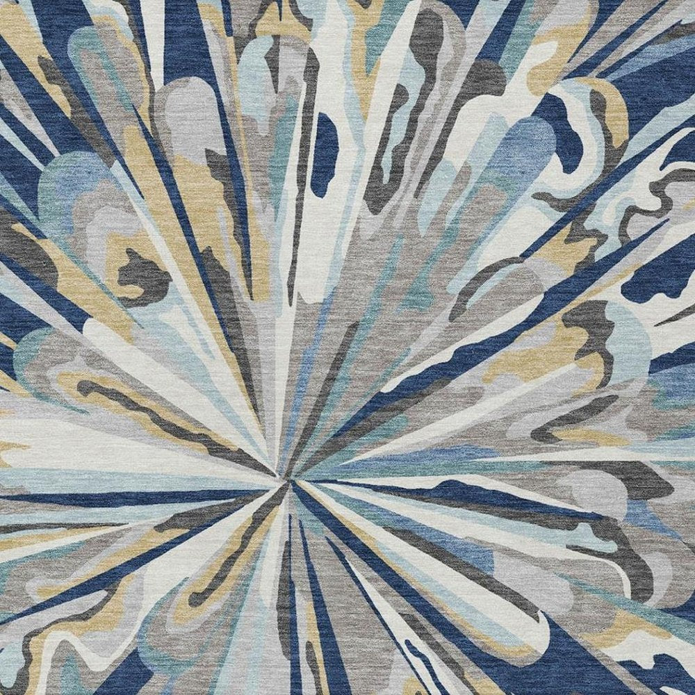 9' X 12' Navy Blue And Blue Abstract Washable Indoor Outdoor Area Rug HomeRoots