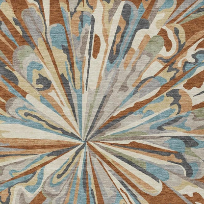 8' X 10' Orange And Teal Blue Abstract Washable Indoor Outdoor Area Rug HomeRoots