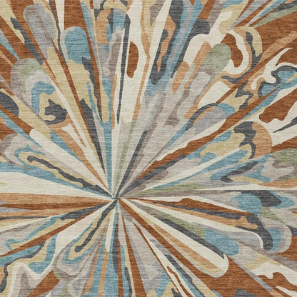 9' X 12' Orange And Teal Blue Abstract Washable Indoor Outdoor Area Rug HomeRoots