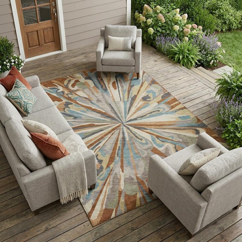 9' X 12' Orange And Teal Blue Abstract Washable Indoor Outdoor Area Rug HomeRoots