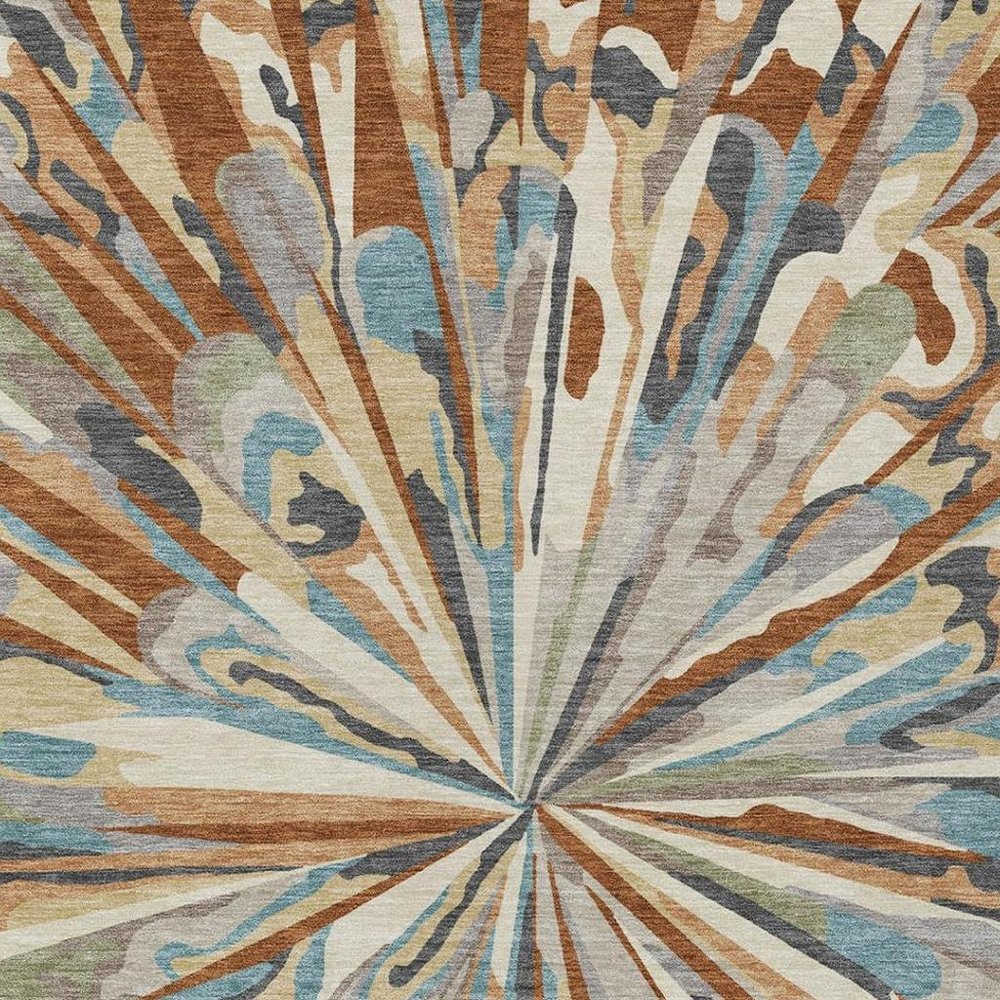 10' X 14' Orange And Teal Blue Abstract Washable Indoor Outdoor Area Rug HomeRoots