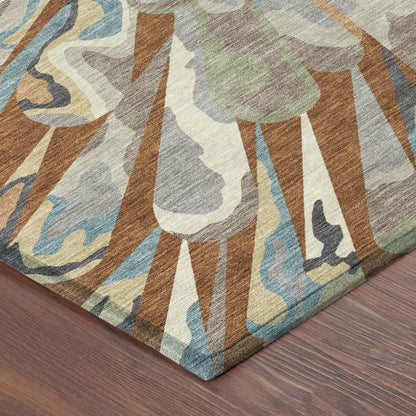 10' X 14' Orange And Teal Blue Abstract Washable Indoor Outdoor Area Rug HomeRoots