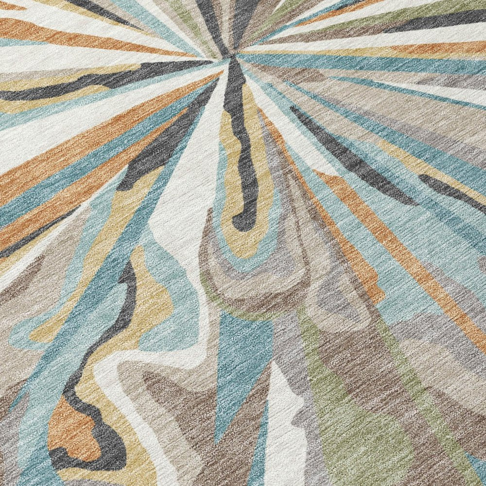 10' X 14' Teal Blue And Beige Abstract Washable Indoor Outdoor Area Rug HomeRoots
