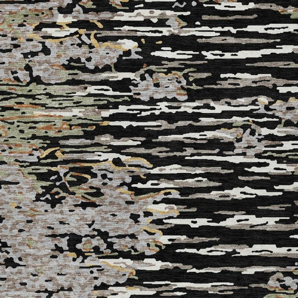 3' X 5' Black And Graphite Abstract Washable Indoor Outdoor Area Rug HomeRoots