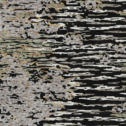 3' X 5' Black And Graphite Abstract Washable Indoor Outdoor Area Rug