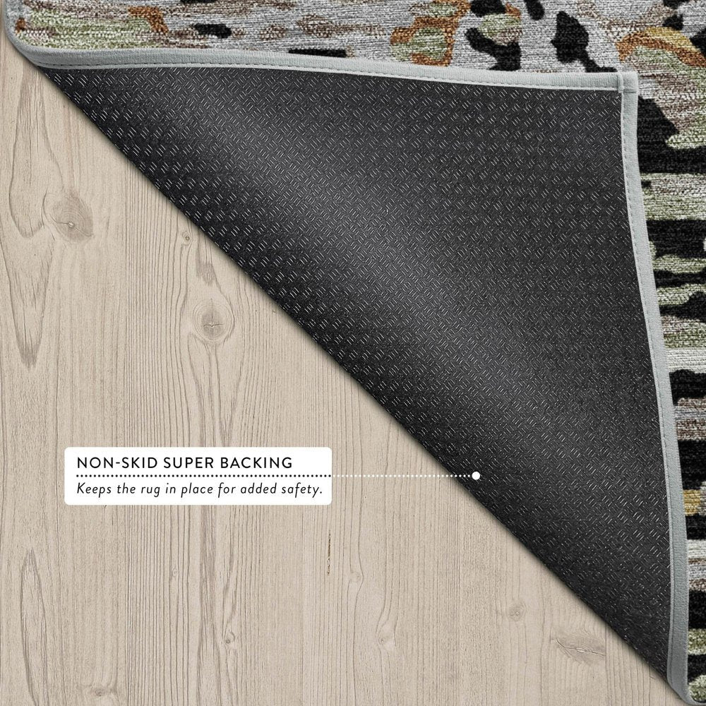 3' X 5' Black And Graphite Abstract Washable Indoor Outdoor Area Rug — view 2