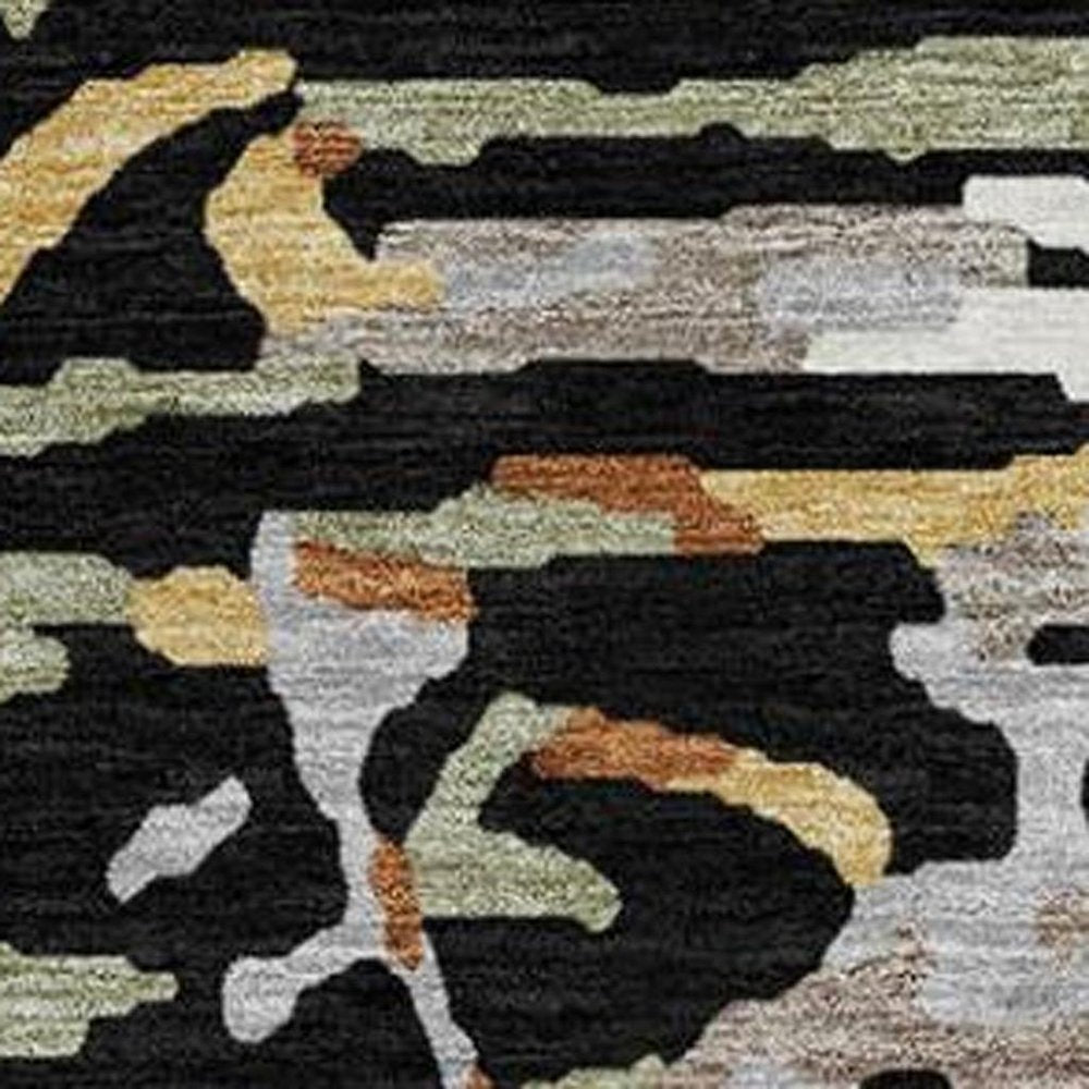 8' Black And Graphite Round Abstract Washable Indoor Outdoor Area Rug HomeRoots