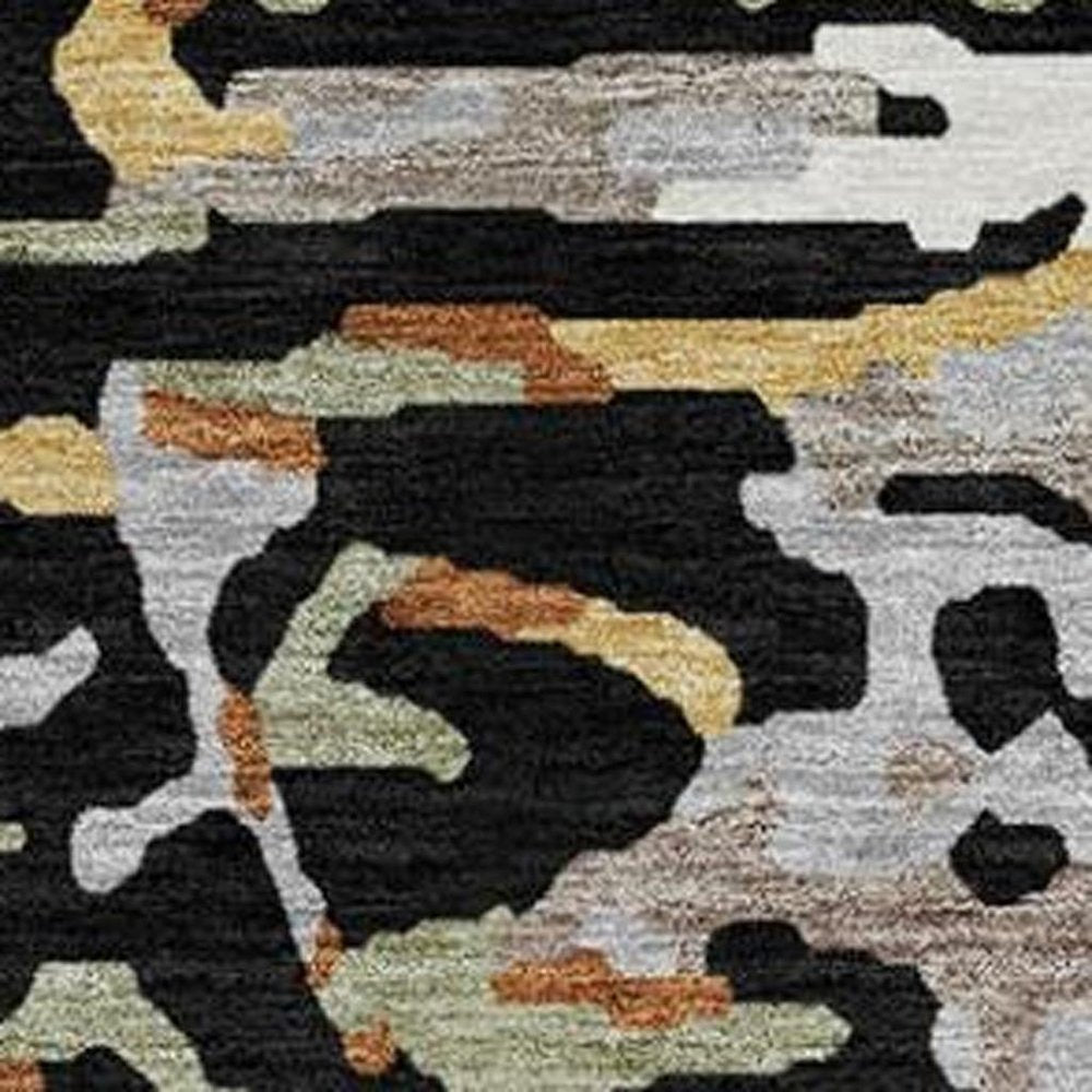 8' Black And Graphite Round Abstract Washable Indoor Outdoor Area Rug HomeRoots