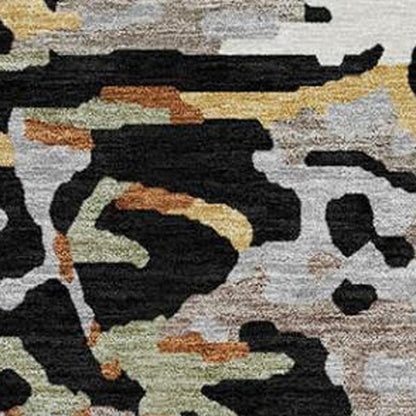8' Black And Graphite Round Abstract Washable Indoor Outdoor Area Rug HomeRoots