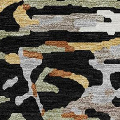 8' Black And Graphite Round Abstract Washable Indoor Outdoor Area Rug HomeRoots