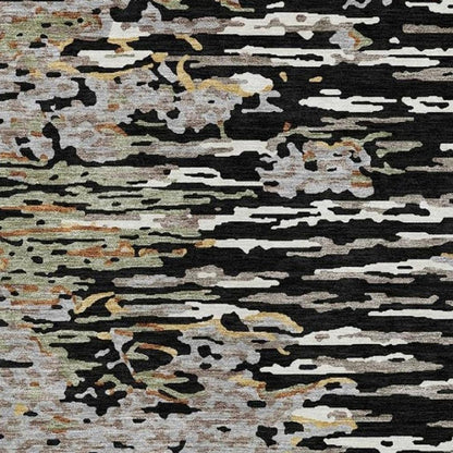 9' X 12' Black And Graphite Abstract Washable Indoor Outdoor Area Rug HomeRoots