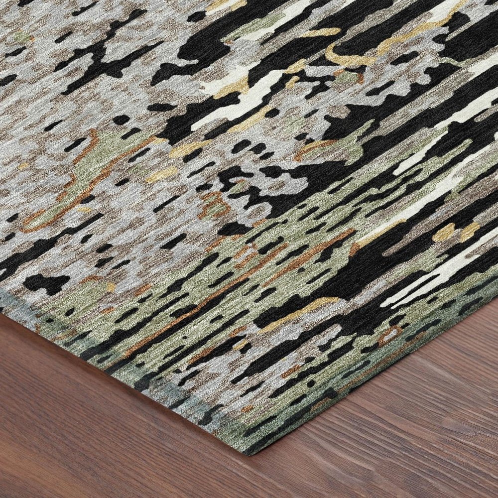9' X 12' Black And Graphite Abstract Washable Indoor Outdoor Area Rug HomeRoots