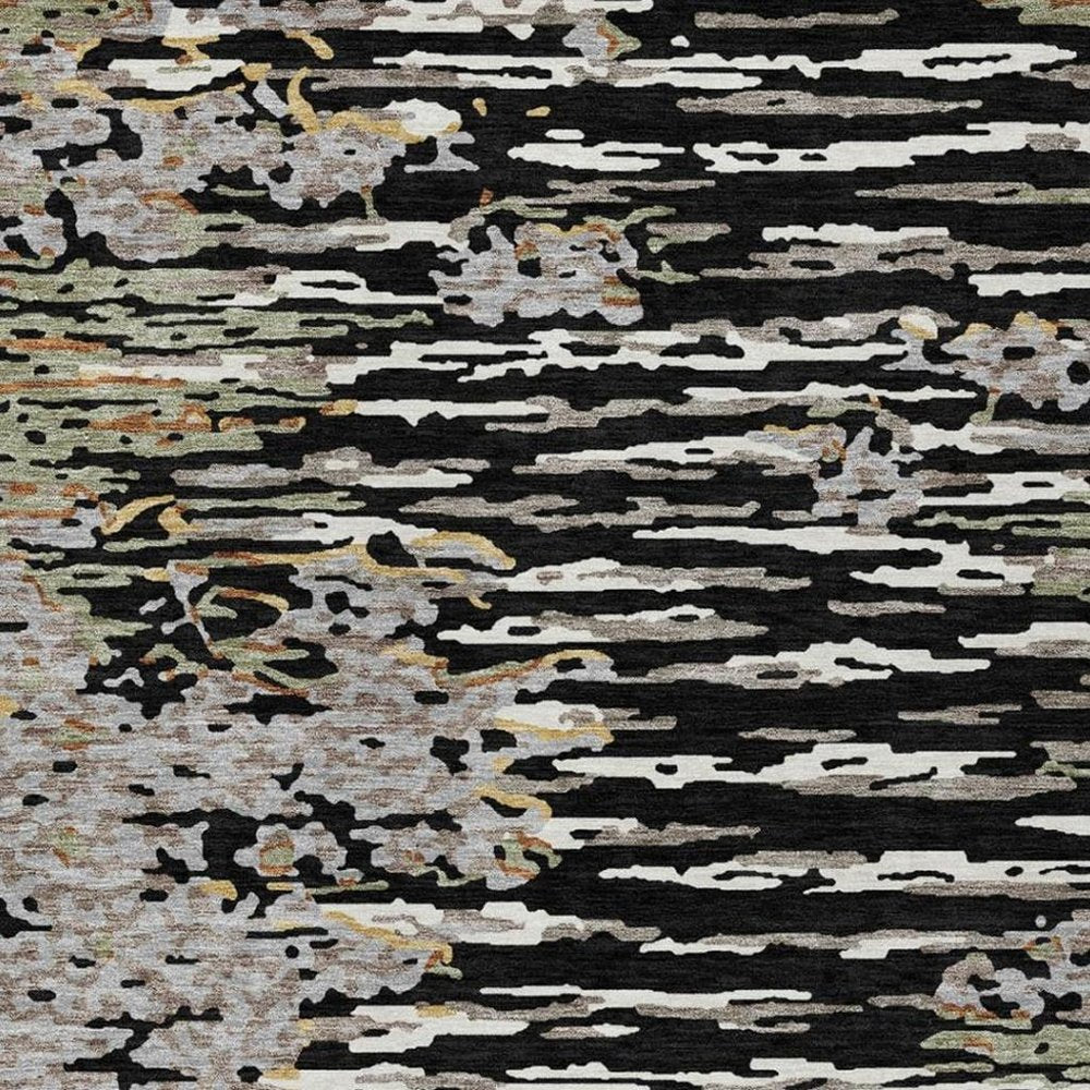 10' X 14' Black And Graphite Abstract Washable Indoor Outdoor Area Rug HomeRoots