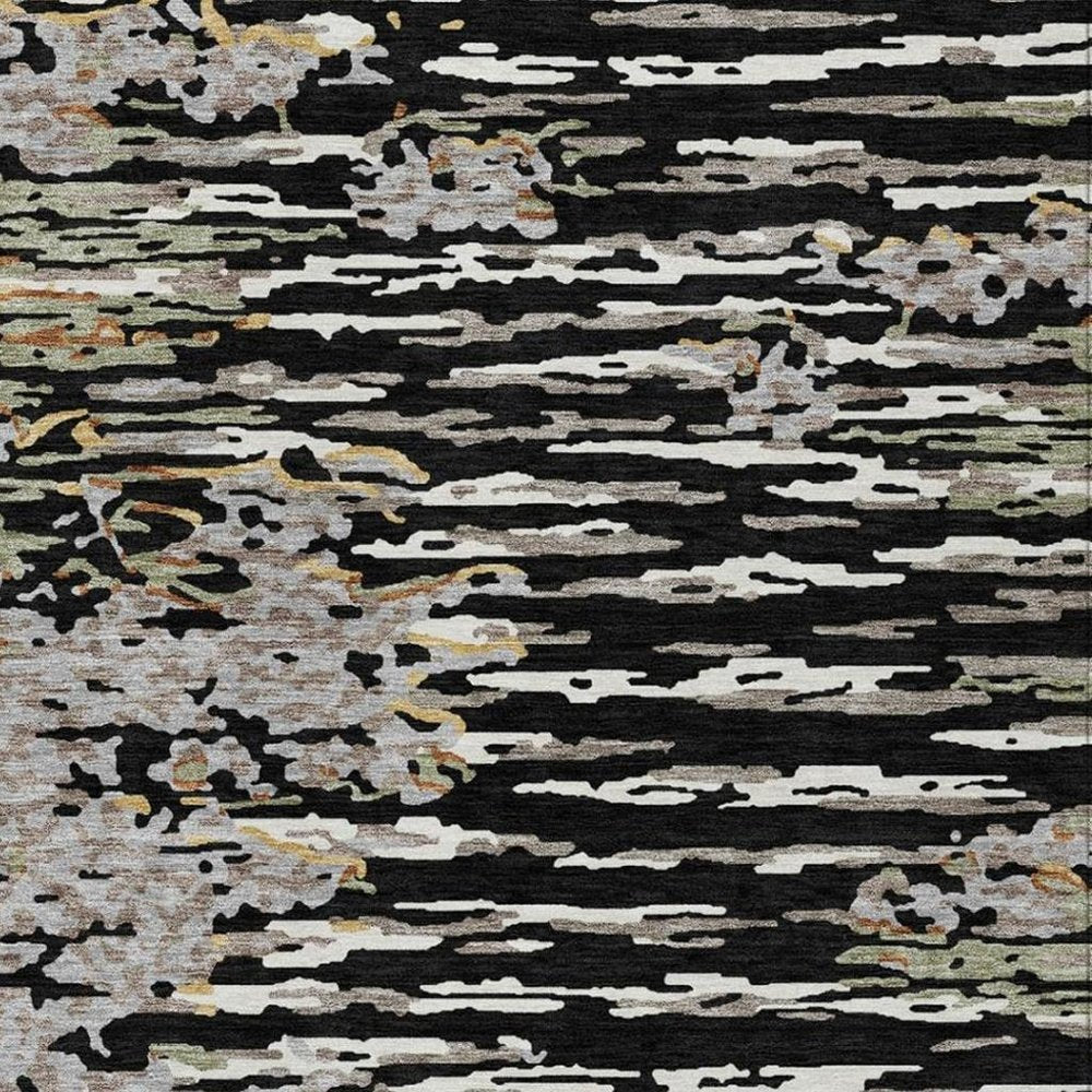 10' X 14' Black And Graphite Abstract Washable Indoor Outdoor Area Rug HomeRoots
