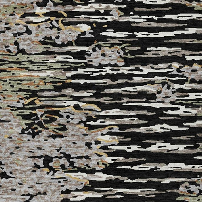 10' X 14' Black And Graphite Abstract Washable Indoor Outdoor Area Rug HomeRoots