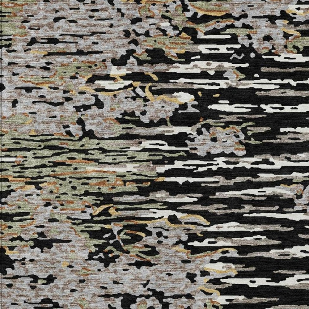 10' X 14' Black And Graphite Abstract Washable Indoor Outdoor Area Rug HomeRoots