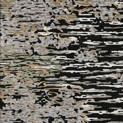 10' X 14' Black And Graphite Abstract Washable Indoor Outdoor Area Rug HomeRoots