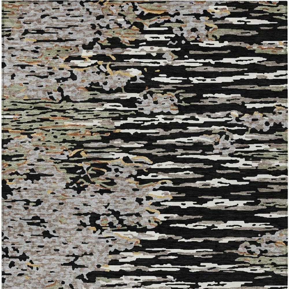 10' X 14' Black And Graphite Abstract Washable Indoor Outdoor Area Rug HomeRoots