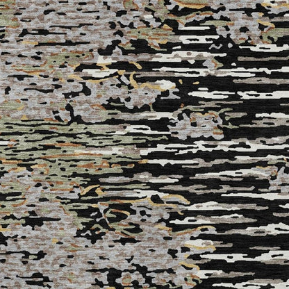 10' X 14' Black And Graphite Abstract Washable Indoor Outdoor Area Rug HomeRoots