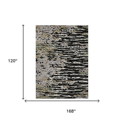 10' X 14' Black And Graphite Abstract Washable Indoor Outdoor Area Rug HomeRoots