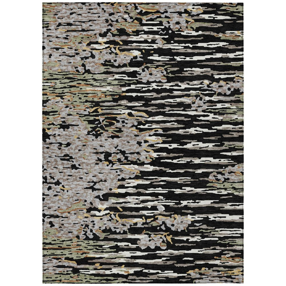10' X 14' Black And Graphite Abstract Washable Indoor Outdoor Area Rug HomeRoots