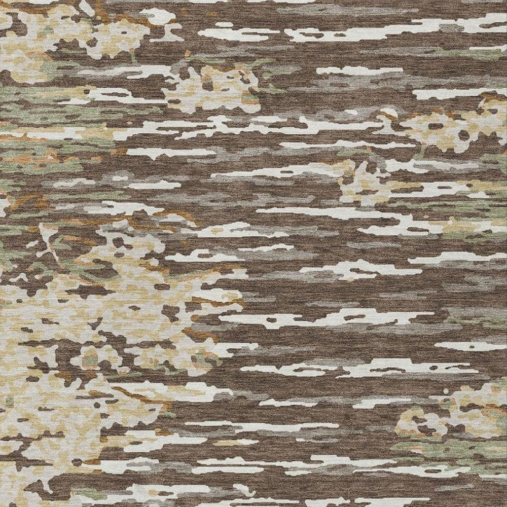 3' X 5' Coffee And Brown Abstract Washable Indoor Outdoor Area Rug — view 6