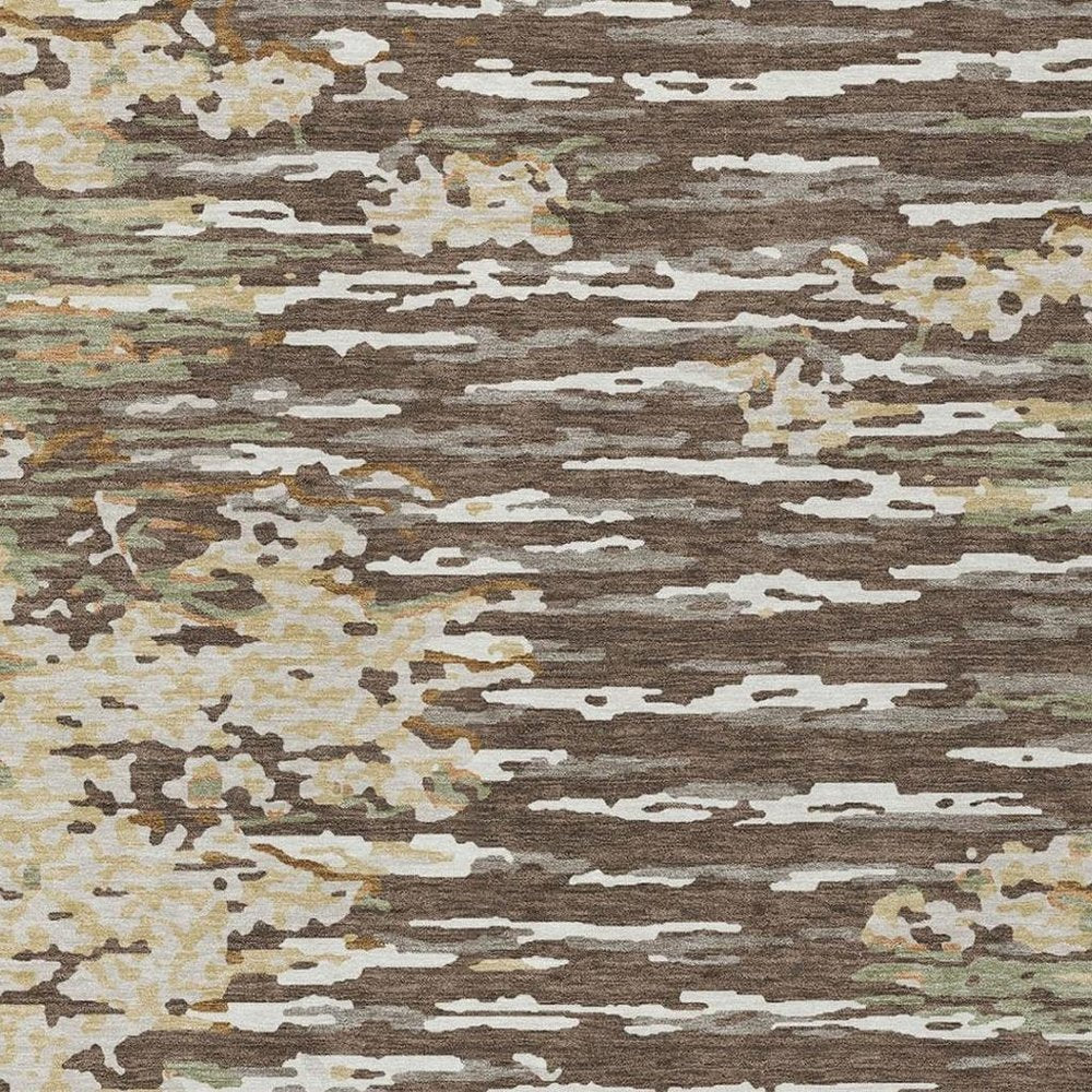 3' X 5' Coffee And Brown Abstract Washable Indoor Outdoor Area Rug HomeRoots