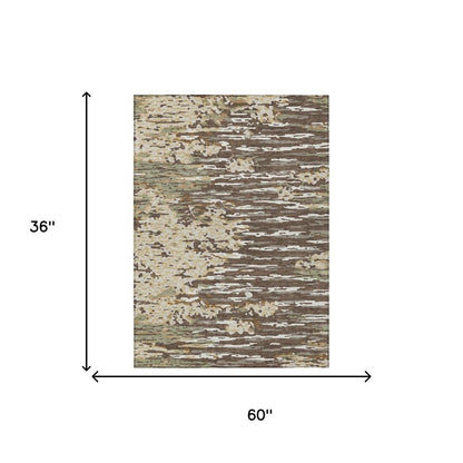 3' X 5' Coffee And Brown Abstract Washable Indoor Outdoor Area Rug HomeRoots