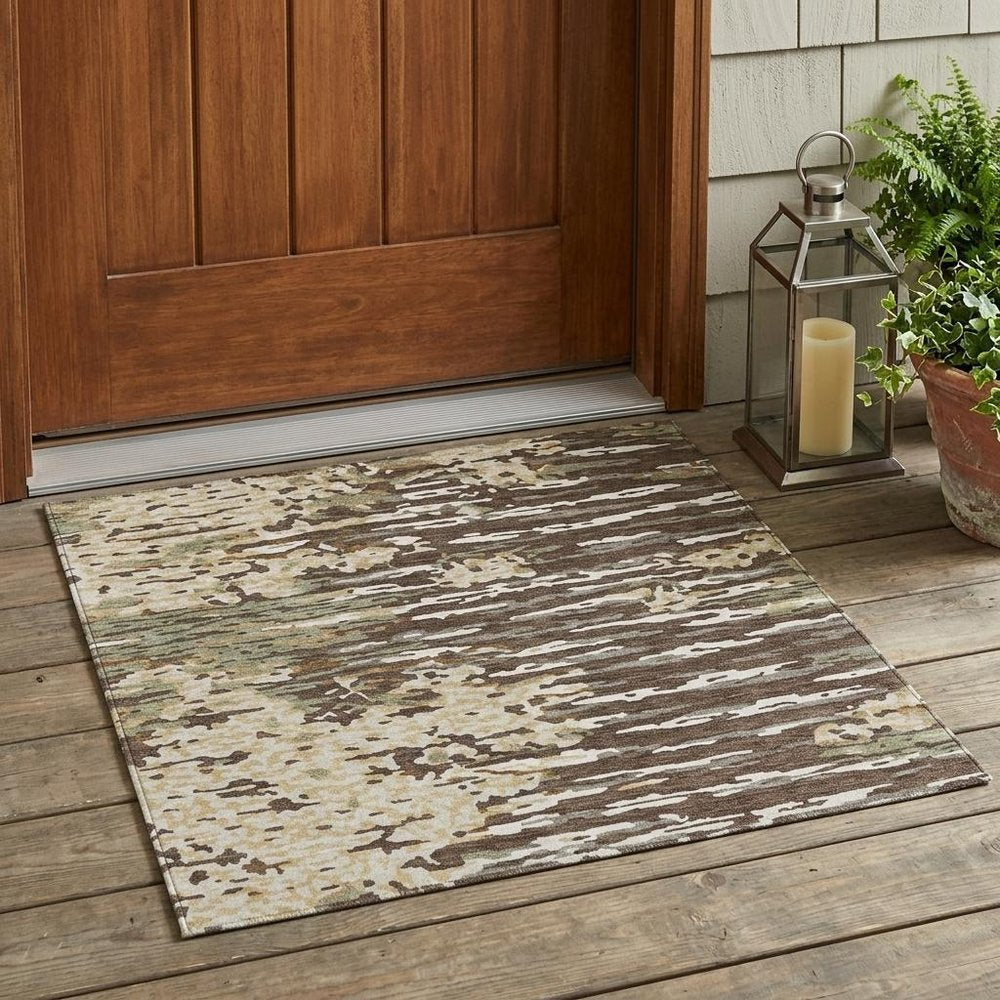 3' X 5' Coffee And Brown Abstract Washable Indoor Outdoor Area Rug HomeRoots