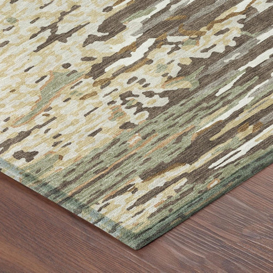 3' X 5' Coffee And Brown Abstract Washable Indoor Outdoor Area Rug