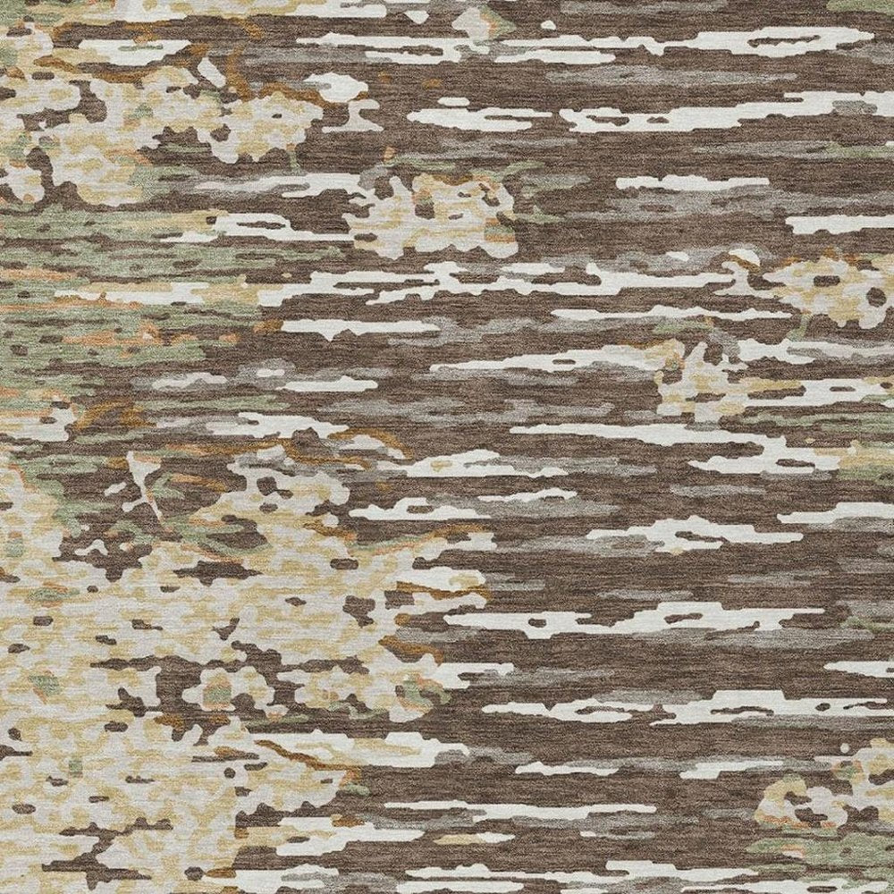 5' X 8' Coffee And Brown Abstract Washable Indoor Outdoor Area Rug — view 4