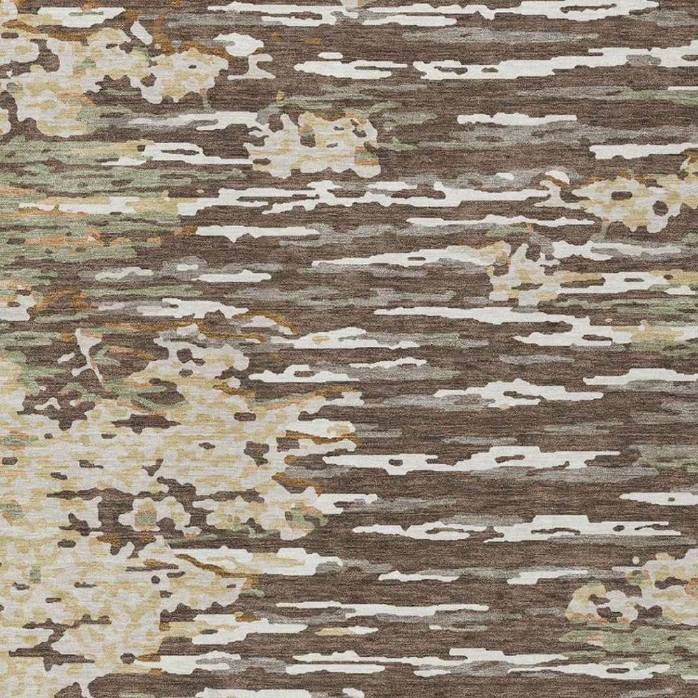 5' X 8' Coffee And Brown Abstract Washable Indoor Outdoor Area Rug — view 6