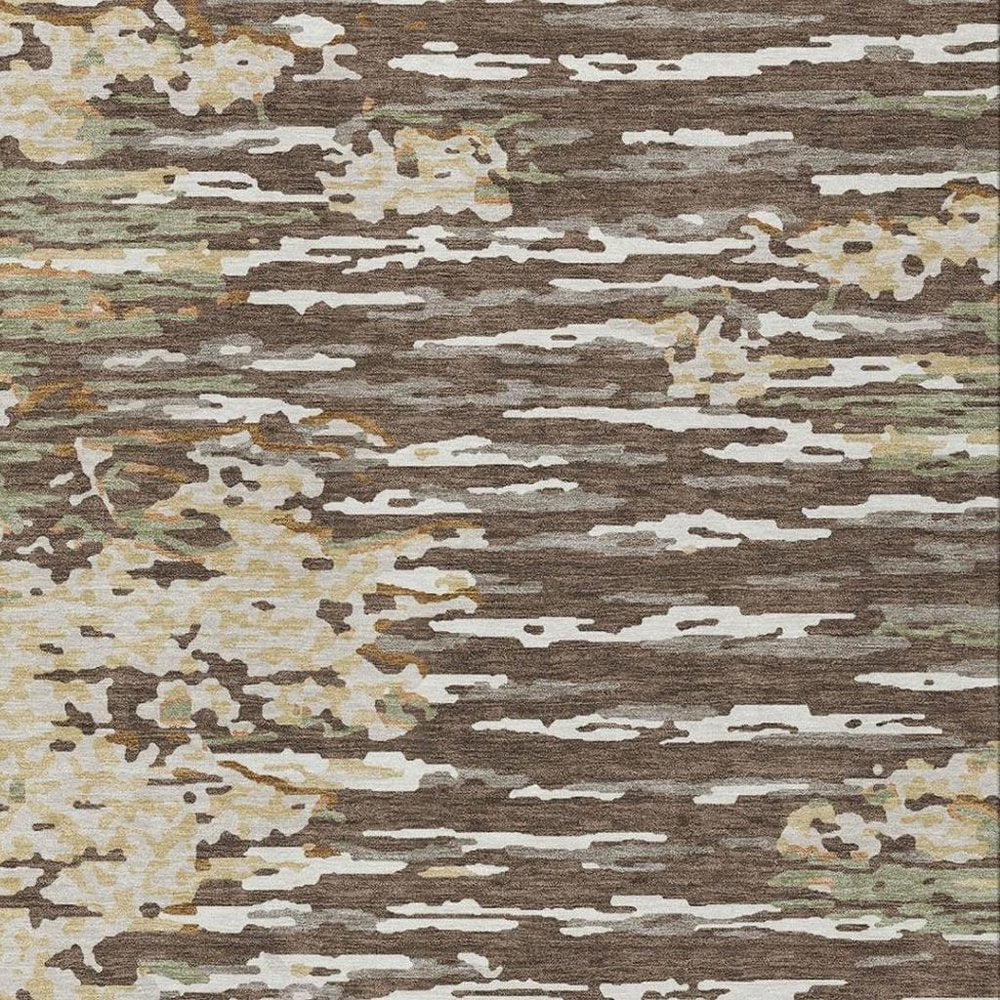 5' X 8' Coffee And Brown Abstract Washable Indoor Outdoor Area Rug HomeRoots