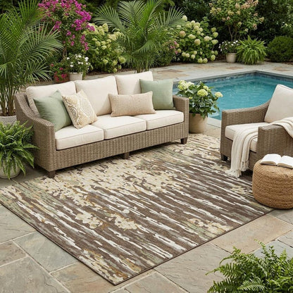 5' X 8' Coffee And Brown Abstract Washable Indoor Outdoor Area Rug HomeRoots