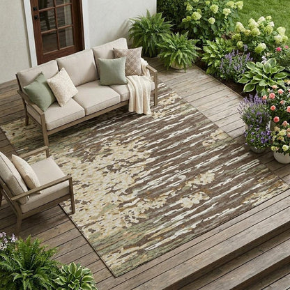 8' X 10' Coffee And Brown Abstract Washable Indoor Outdoor Area Rug HomeRoots