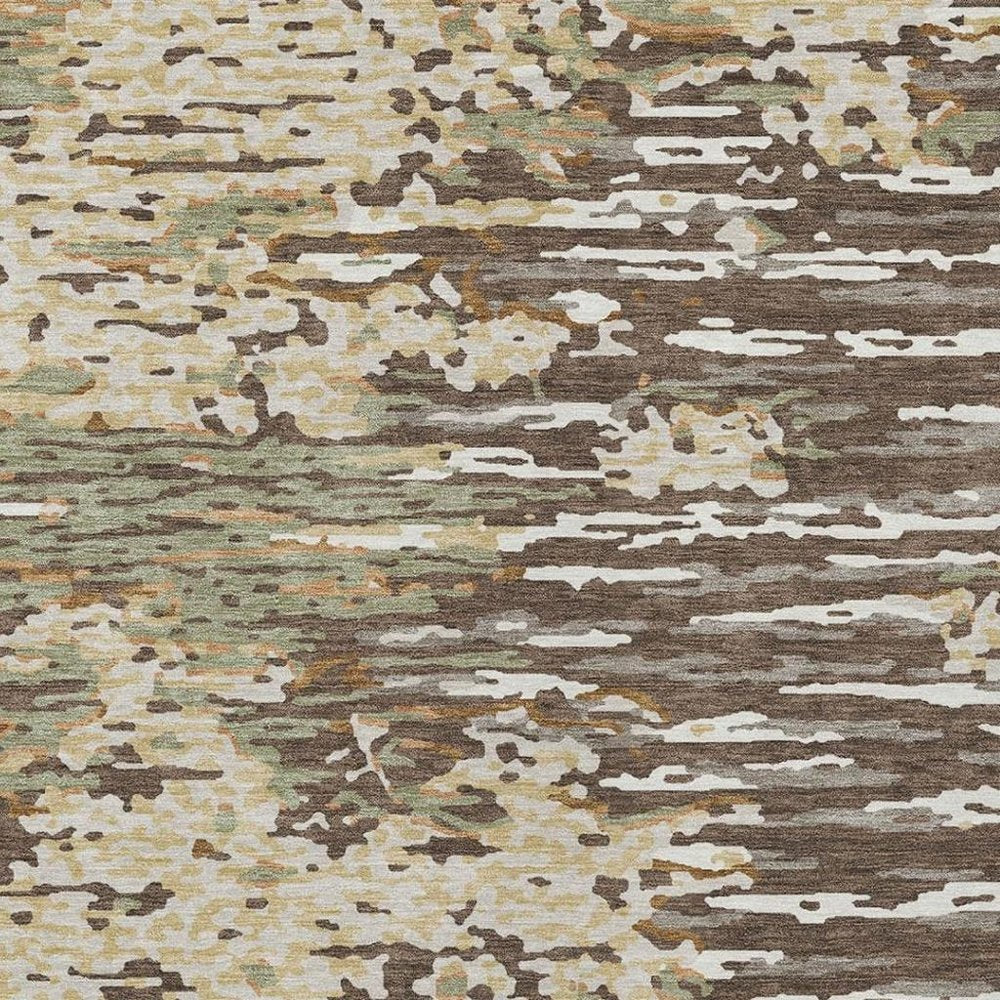 9' X 12' Coffee And Brown Abstract Washable Indoor Outdoor Area Rug — view 7