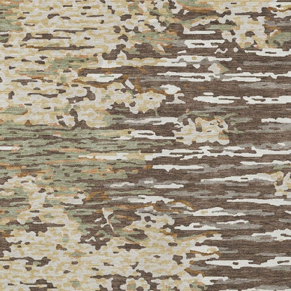 9' X 12' Coffee And Brown Abstract Washable Indoor Outdoor Area Rug