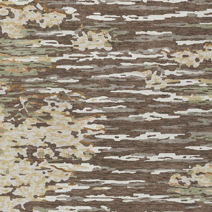 9' X 12' Coffee And Brown Abstract Washable Indoor Outdoor Area Rug