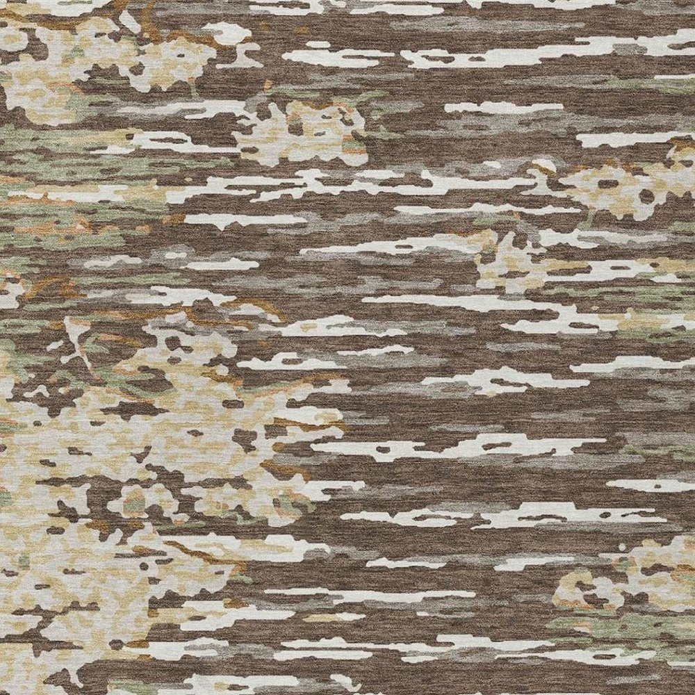 9' X 12' Coffee And Brown Abstract Washable Indoor Outdoor Area Rug — view 10