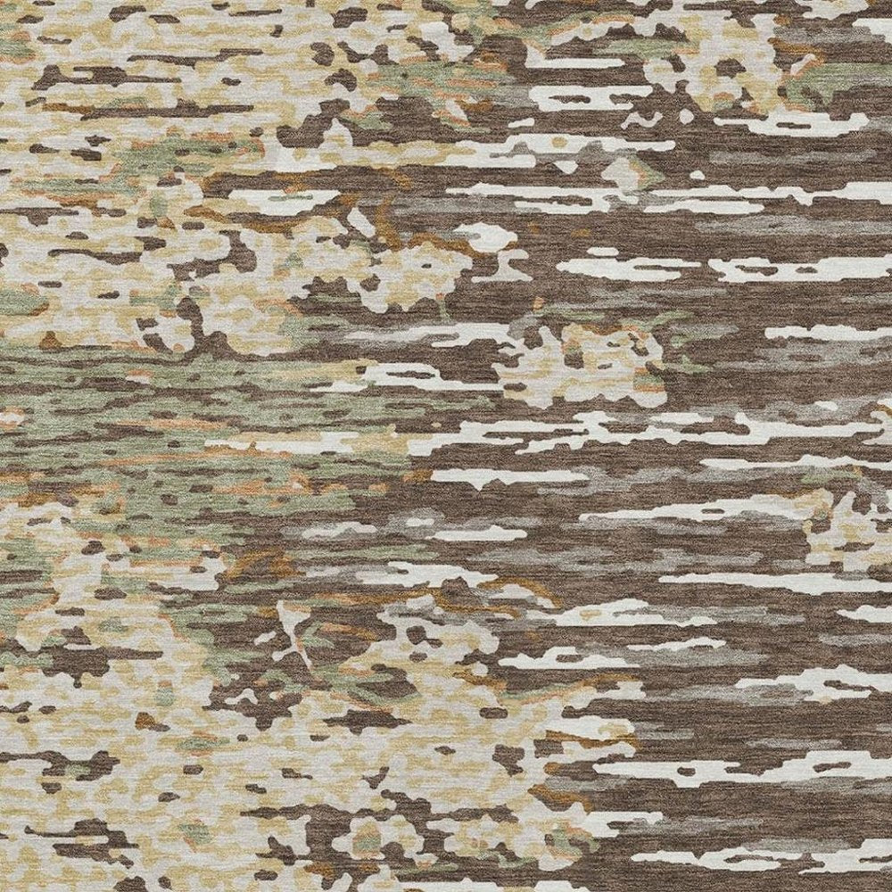 9' X 12' Coffee And Brown Abstract Washable Indoor Outdoor Area Rug — view 11