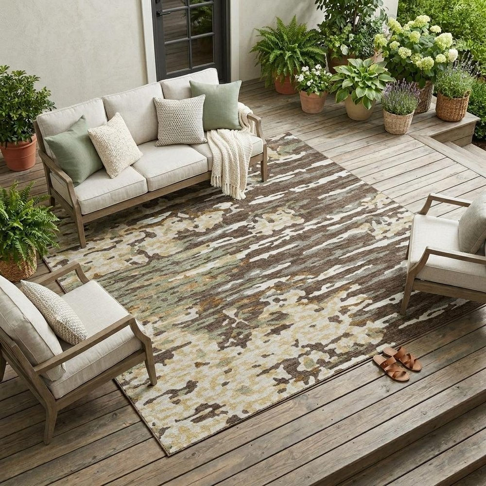 9' X 12' Coffee And Brown Abstract Washable Indoor Outdoor Area Rug HomeRoots