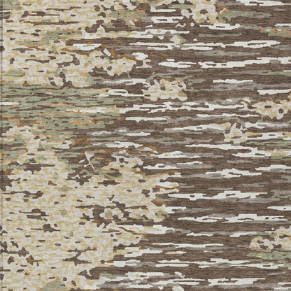 9' X 12' Coffee And Brown Abstract Washable Indoor Outdoor Area Rug