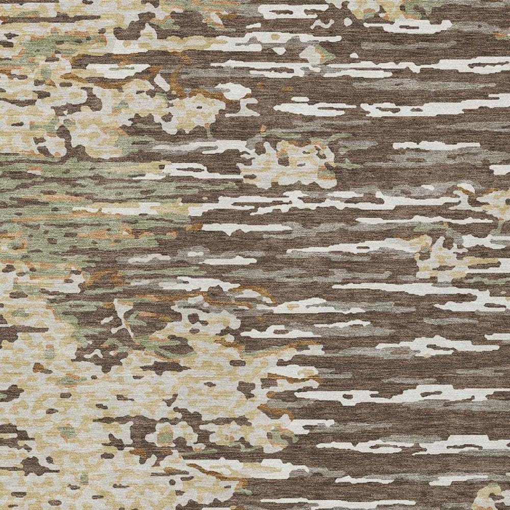 10' X 14' Coffee And Brown Abstract Washable Indoor Outdoor Area Rug — view 4