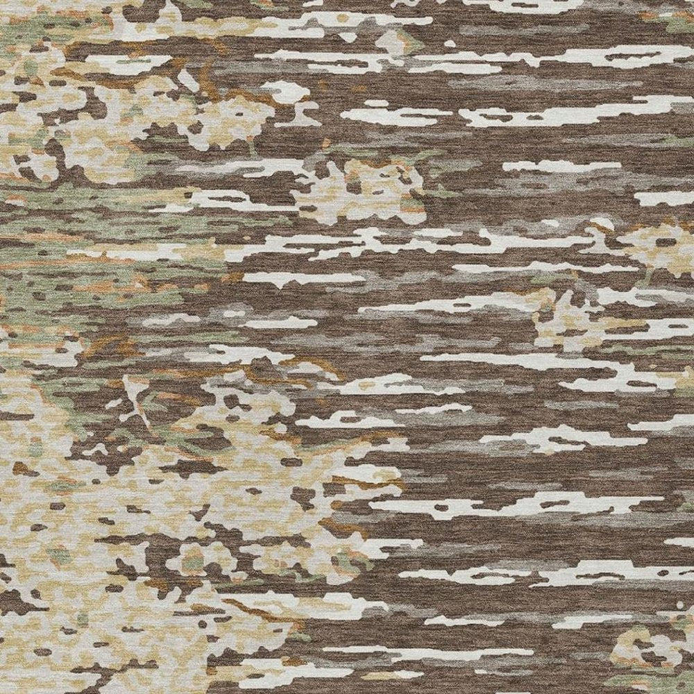 10' X 14' Coffee And Brown Abstract Washable Indoor Outdoor Area Rug — view 6