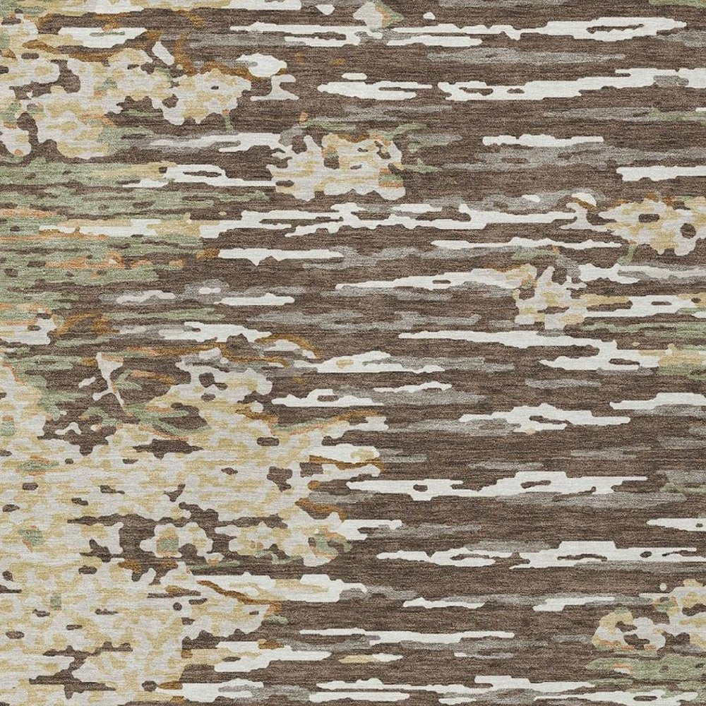 10' X 14' Coffee And Brown Abstract Washable Indoor Outdoor Area Rug HomeRoots