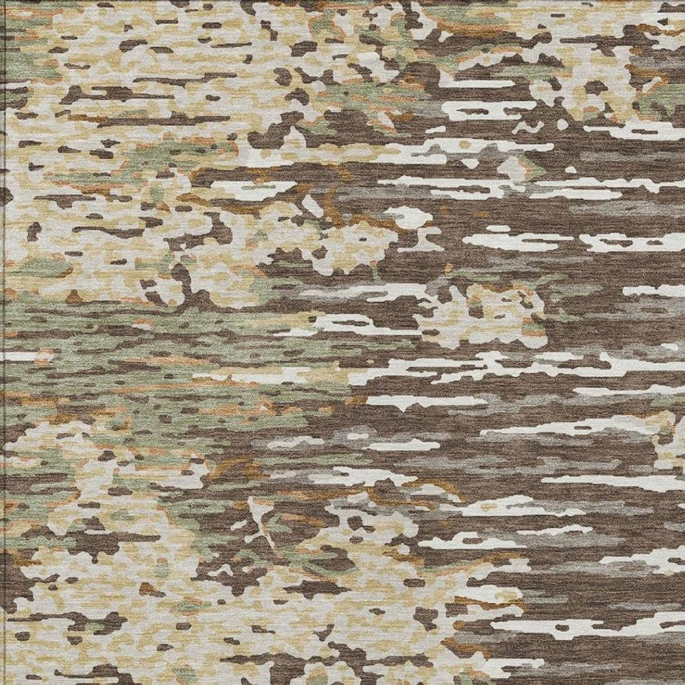 10' X 14' Coffee And Brown Abstract Washable Indoor Outdoor Area Rug HomeRoots
