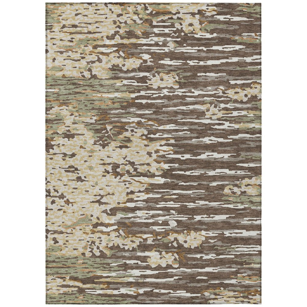 10' X 14' Coffee And Brown Abstract Washable Indoor Outdoor Area Rug — view 1