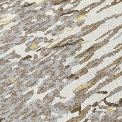 5' X 8' Ivory And Silver Abstract Washable Indoor Outdoor Area Rug HomeRoots