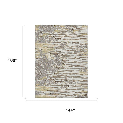 9' X 12' Ivory And Silver Abstract Washable Indoor Outdoor Area Rug HomeRoots